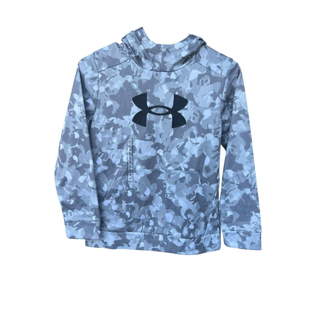 Under Armour Fleece Big Logo Printed gray white Camo Youth M soccer baseball
